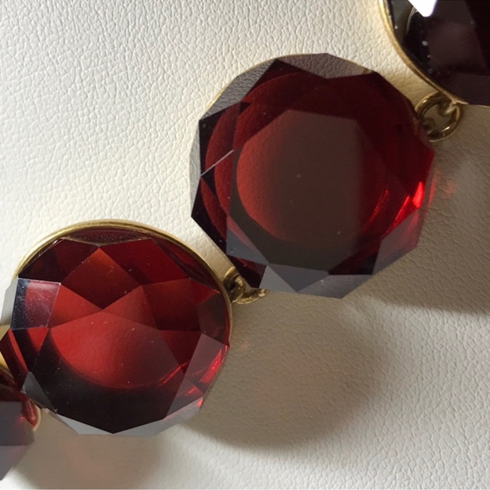J Crew Deep Red Jewel Necklace - Picture 2 of 5